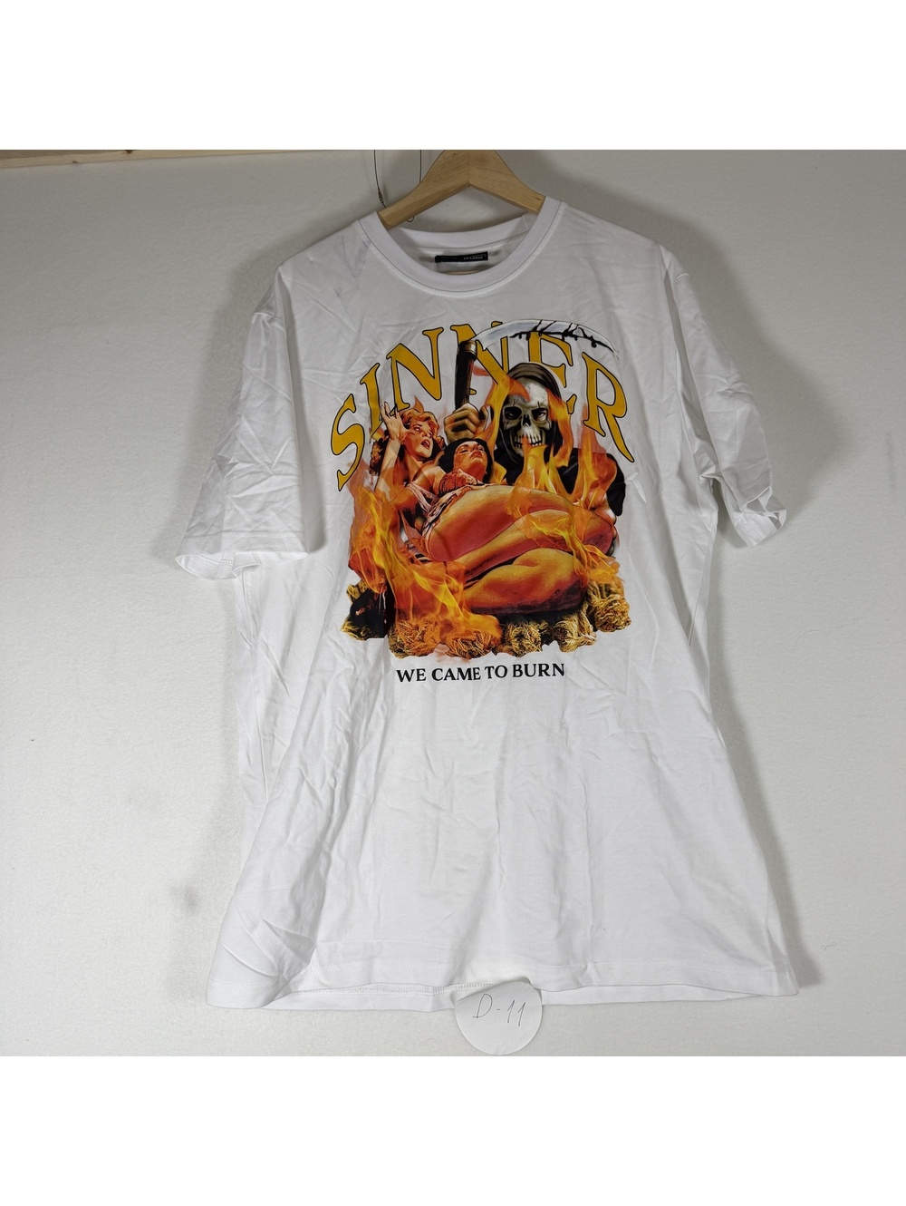 RAD BOYZ Sinner We Came To Burn Graphic T-Shirt White Men's 2XL D-11